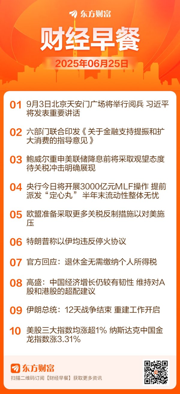 正规配资门户炒股平台 【6月25日Choice早班车】官方回应：退休金无需缴纳个人所得税